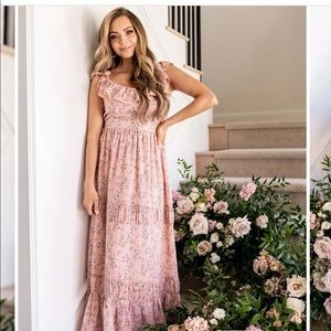 VICI pink floral tiered maxi dress NWT